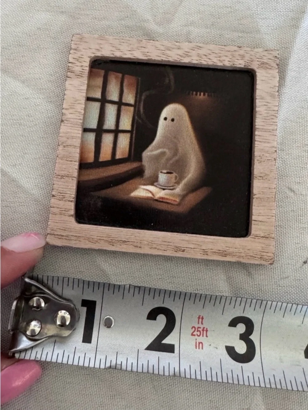 Target Halloween Ghost Wood Framed Art -ghost reading and coffee- bullseye